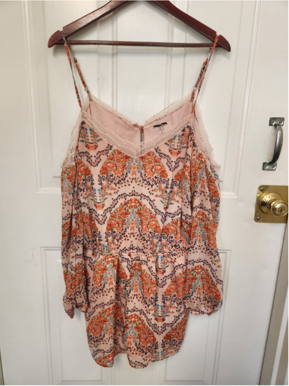 Charlotte Russe Floral Cold Shoulder Romper Size X Large